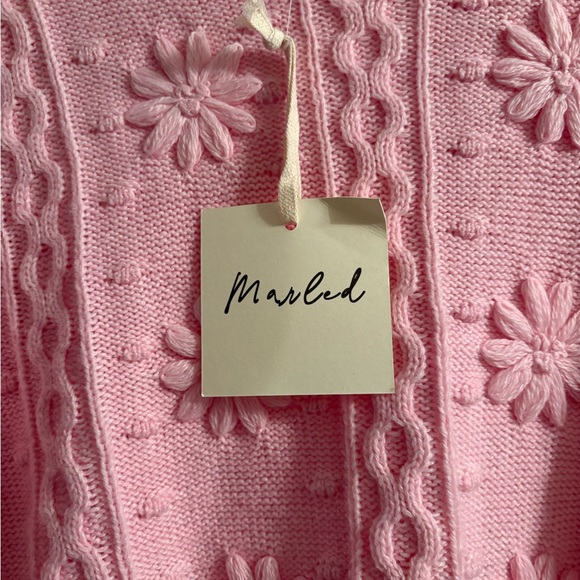 NWT Marled Pink Blossom Decorative Spring Sweater - Picture 2 of 7